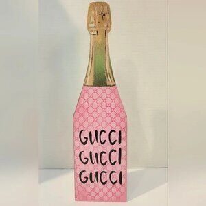 NWT Gucci Gucci Gucci Champagne Bottle Wood Decor